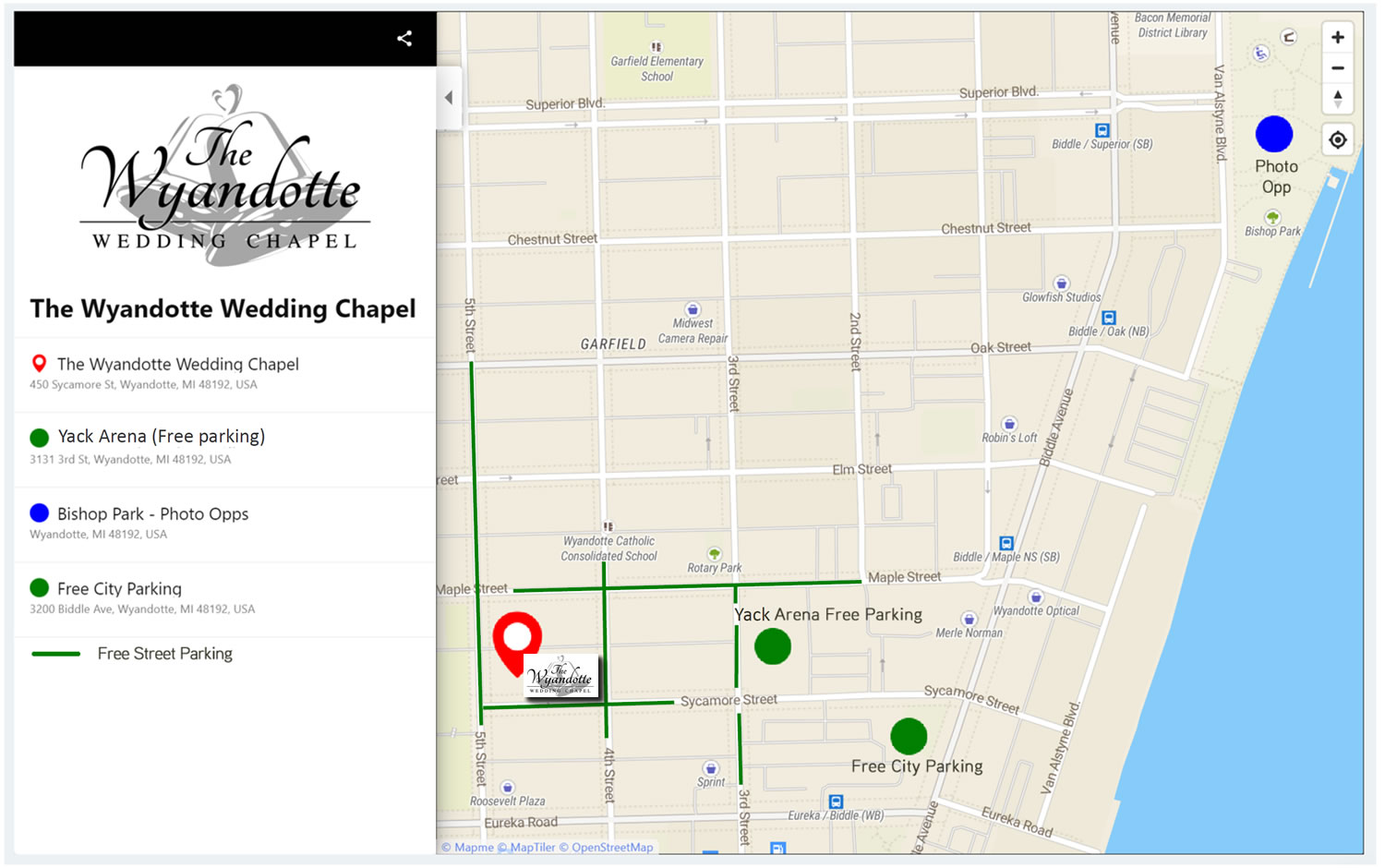 Directions for Our Wedding Venue The Wyandotte Wedding Chapel